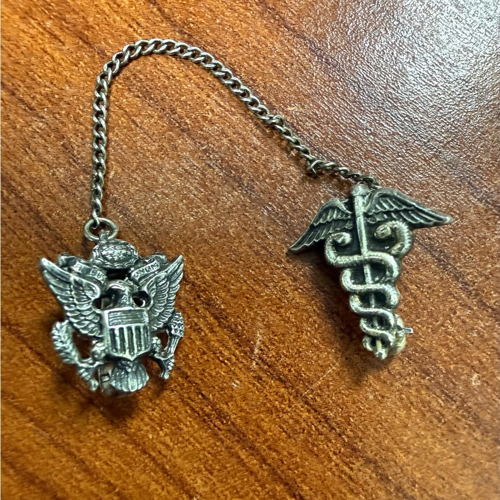 Vintage WWII US Medical corps sweetheart pin. Sterling silver